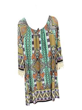 LillyPad Mint Paisley Print Tunic with Crochet Trim